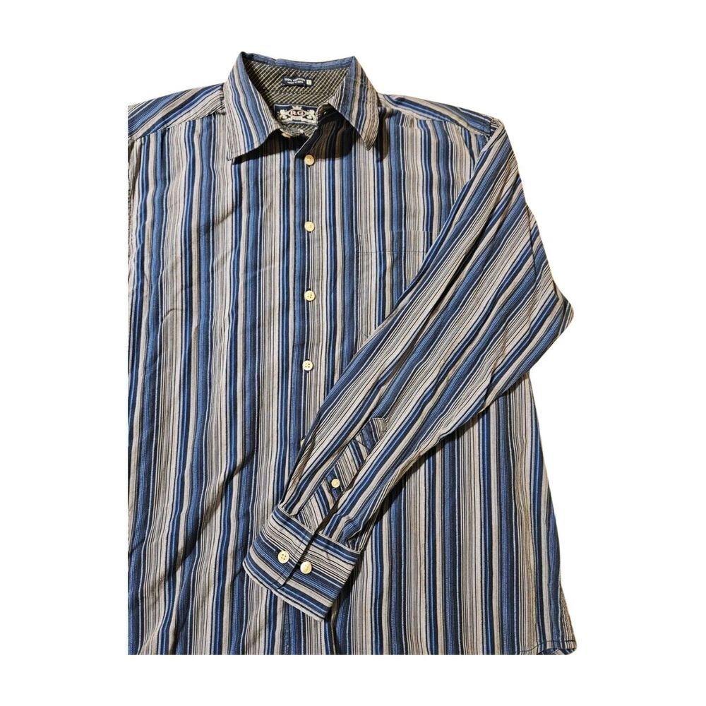 Vintage Robert‎ Graham R&G Blue Striped Long Sleeve Button Up Shirt  Men's L